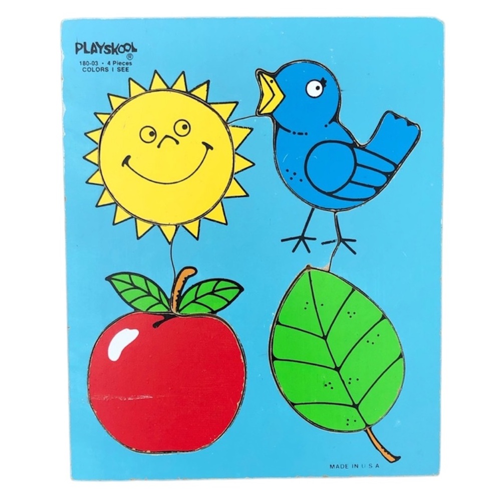 - PlaySchool Vintage 4-Pc Wooden Puzzle! EUC!